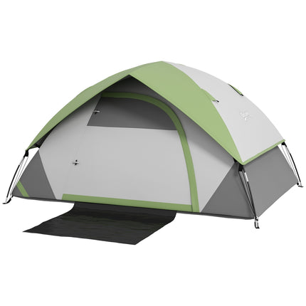 Koepeltent voor 2 personen, lichtgewicht, stabiele, waterdichte familietent met deur- en raampakzak, haken, kampeertent met 3000 mm waterkolomtent voor kamperen, reizen, trekking, tuin