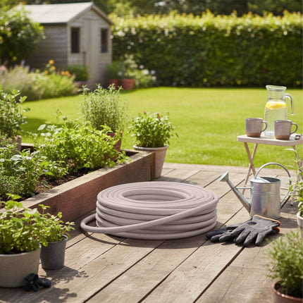 Weatherproof Beige Garden Hose – UV-Resistant, Flexible