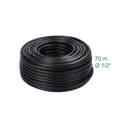 Weatherproof Black Garden Hose, UV-Resistant, 1/2" Fittings