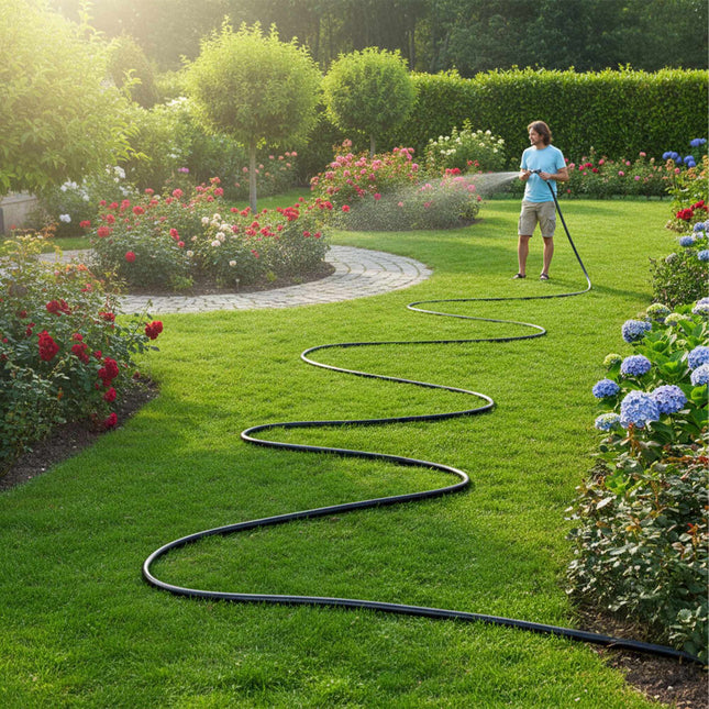 Weatherproof Black Garden Hose – UV-Resistant, Flexible