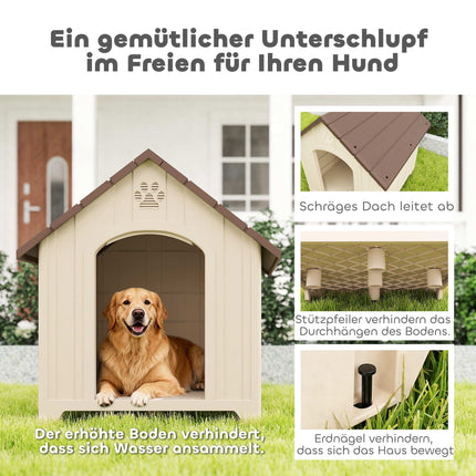 Weatherproof Dog House 88 x 79 x 89 cm, Raised Floor