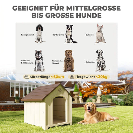 Weatherproof Dog House 88 x 79 x 89 cm, Raised Floor
