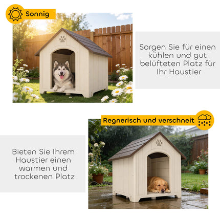 Weatherproof Dog House 88 x 79 x 89 cm, Raised Floor