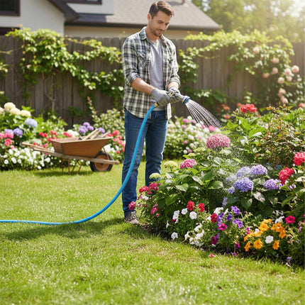 Weatherproof Garden Hose, Light Blue, UV-Resistant