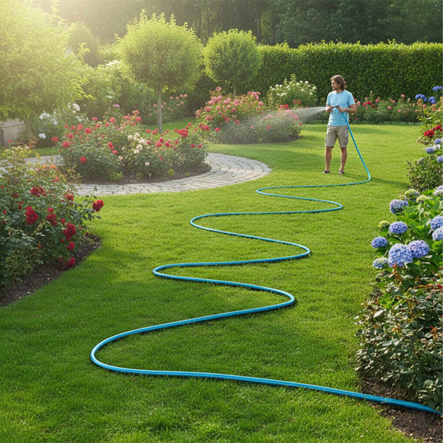 Weatherproof Garden Hose, Light Blue, UV-Resistant