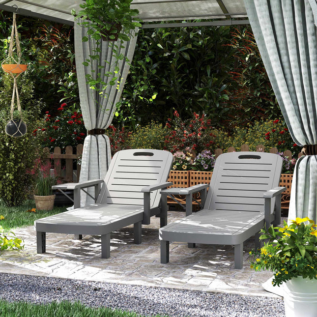 Weatherproof Garden Lounger Set with Adjustable Backrest