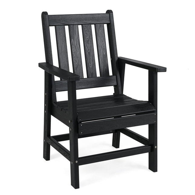Weatherproof HDPE Outdoor Chair, Wood-Look, Black