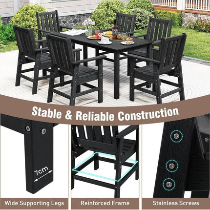 Weatherproof HDPE Outdoor Chair, Wood-Look, Black