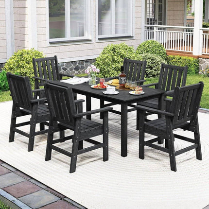 Weatherproof HDPE Outdoor Chair, Wood-Look, Black