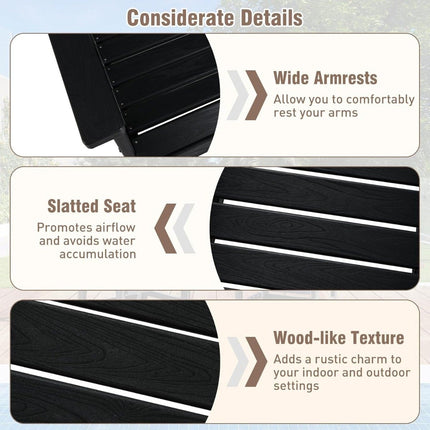 Weatherproof HDPE Outdoor Chair, Wood-Look, Black