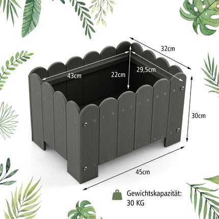 Weatherproof HDPE Planter Box Set, 45x32x30 cm, Gray