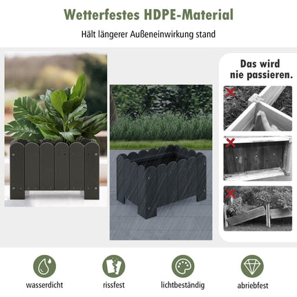 Weatherproof HDPE Planter Box Set, 45x32x30 cm, Gray