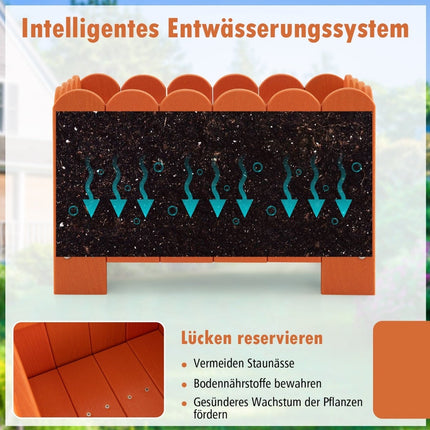 Weatherproof HDPE Planter Box Set, Orange, 45x32x30 cm