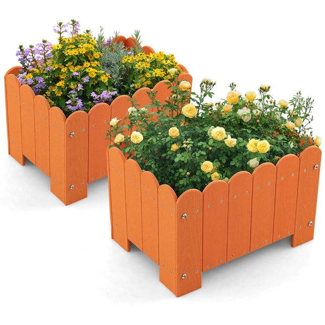 Weatherproof HDPE Planter Box Set, Orange, 45x32x30 cm