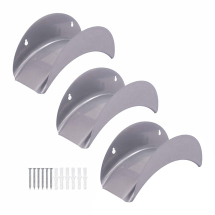 Weatherproof Iron Hose Holder Set, 3 Pack, Silver