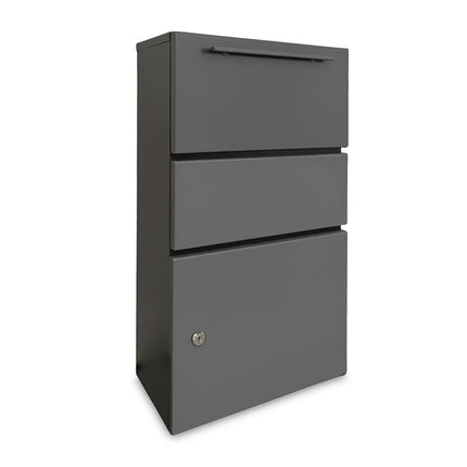 Weatherproof Metal Parcel Box, Dark Gray, Lockable