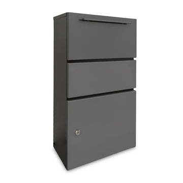 Weatherproof Metal Parcel Box, Dark Gray, Lockable