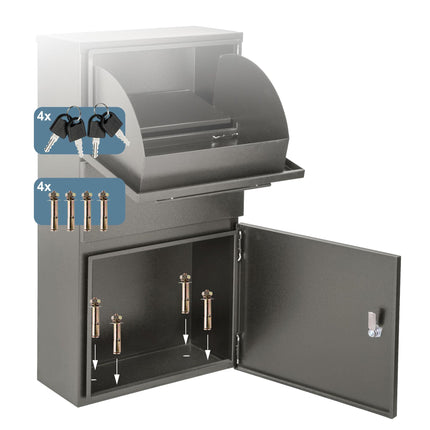 Weatherproof Metal Parcel Box, Dark Gray, Lockable