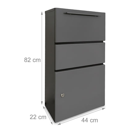 Weatherproof Metal Parcel Box, Dark Gray, Lockable