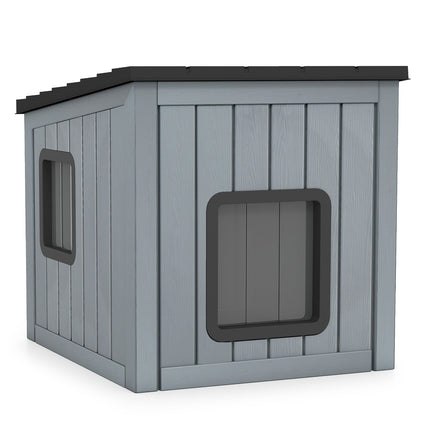 Weatherproof Plastic Cat House with Dual PVC Doors