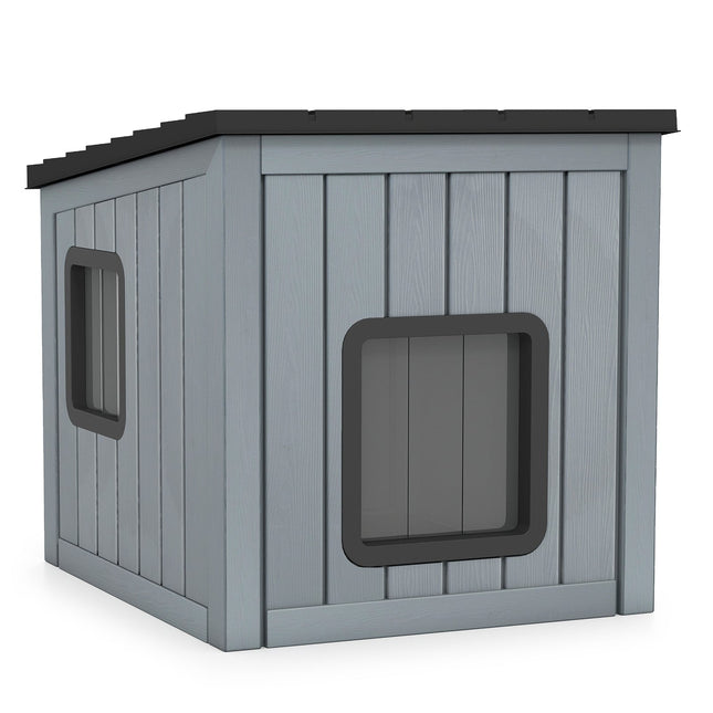 Weatherproof Plastic Cat House with Dual PVC Doors