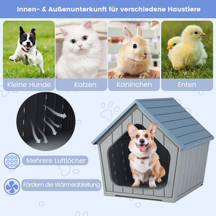 Weatherproof Plastic Cat House with Ventilation & Sloped Roof