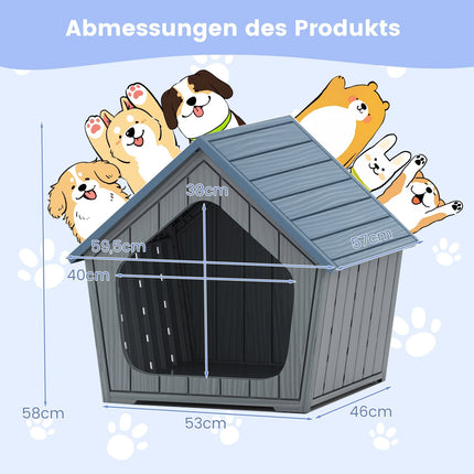 Weatherproof Plastic Cat House with Ventilation & Sloped Roof