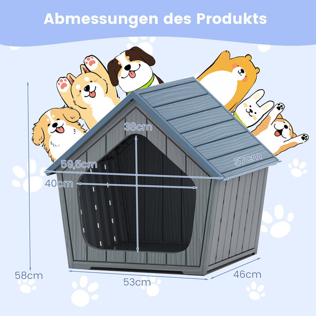 Weatherproof Plastic Cat House with Ventilation & Sloped Roof