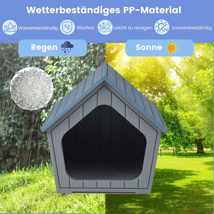 Weatherproof Plastic Cat House with Ventilation & Sloped Roof
