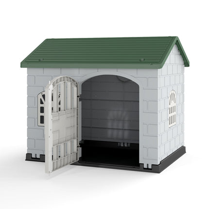Weatherproof Plastic Dog House with Lockable Door