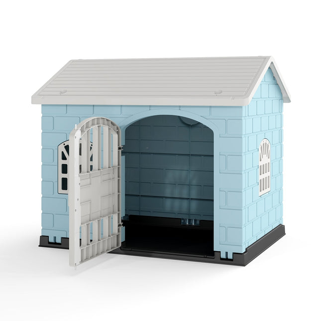Weatherproof Plastic Dog House with Lockable Door