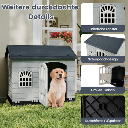 Weatherproof Plastic Dog House with Lockable Door