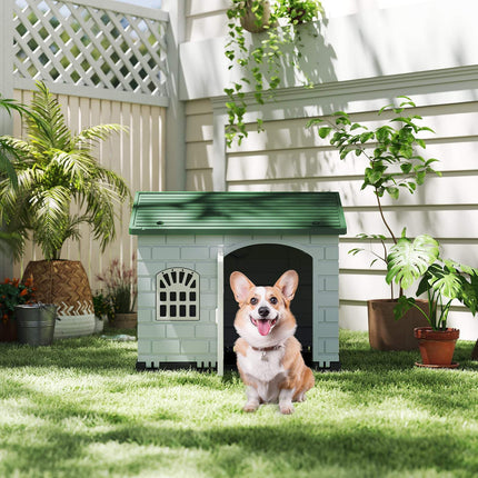 Weatherproof Plastic Dog House with Lockable Door
