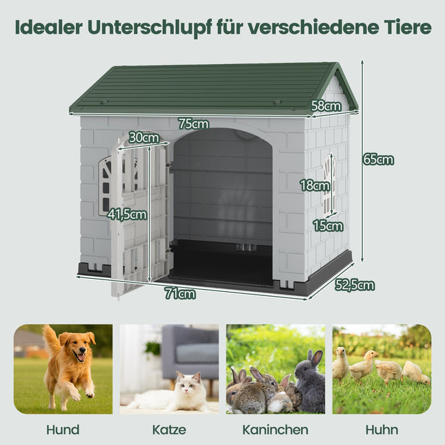 Weatherproof Plastic Dog House with Lockable Door