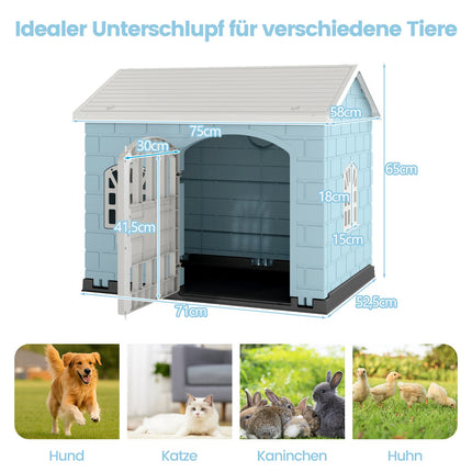 Weatherproof Plastic Dog House with Lockable Door