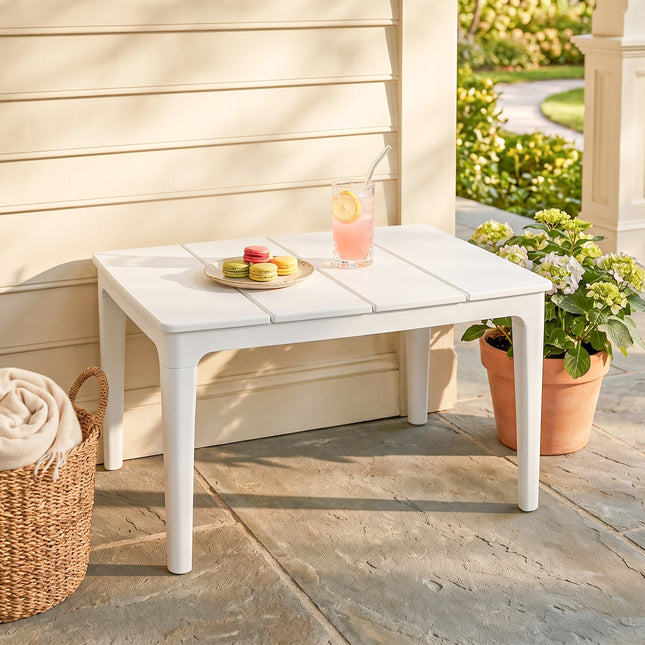Weatherproof Plastic Outdoor Side Table, 70x53 cm, 35 kg Capacity