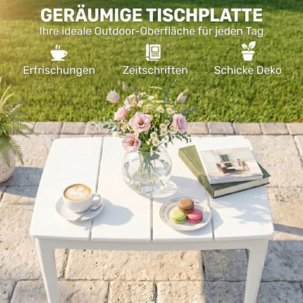 Weatherproof Plastic Outdoor Side Table, 70x53 cm, 35 kg Capacity