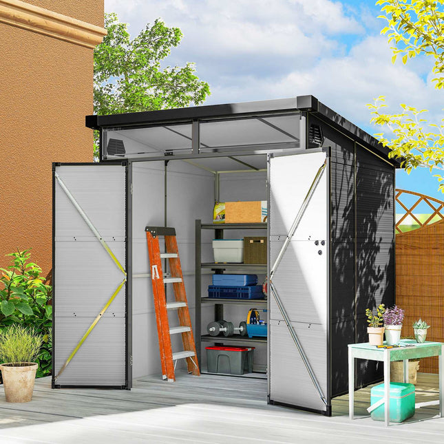 Weatherproof Resin Bike Shed with Aluminum Frame, 190x191x215 cm