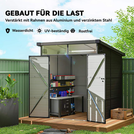 Weatherproof Resin Bike Shed with Aluminum Frame, 190x191x215 cm
