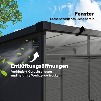 Weatherproof Resin Bike Shed with Aluminum Frame, 190x191x215 cm