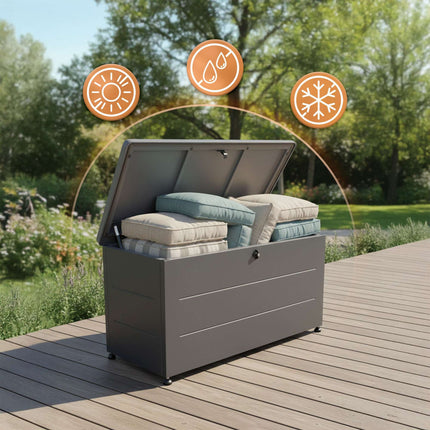 Weatherproof Steel Garden Storage Box – Lockable, UV Resistant