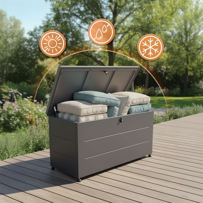 Weatherproof Steel Garden Storage Box – Lockable, UV Resistant