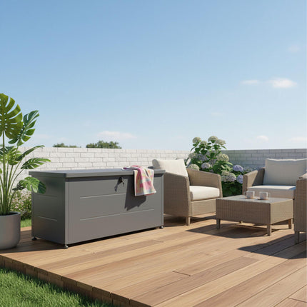 Weatherproof Steel Garden Storage Box – Lockable, UV Resistant