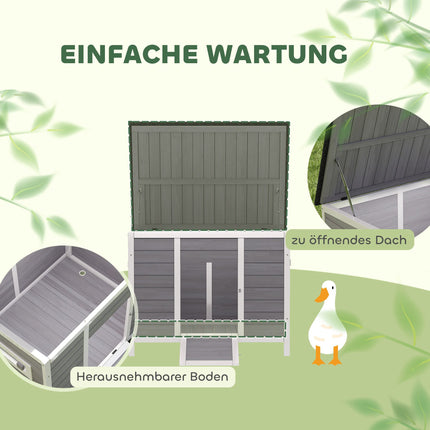 Weatherproof Wooden Duck House with Removable Floor, 93x70x72cm