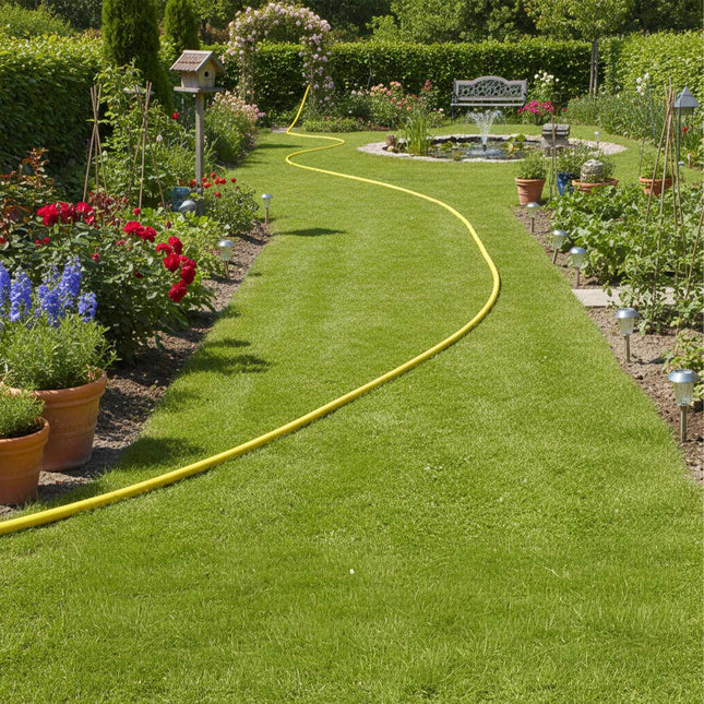 Weatherproof Yellow Garden Hose, UV-Resistant, 1/2 Inch Fittings