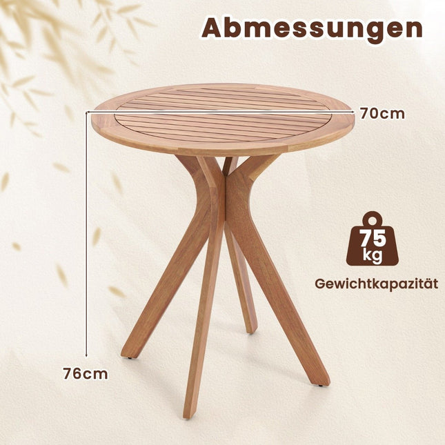 Weatherproof garden table made of acacia wood Round wooden table Side table Balcony table Bistro table