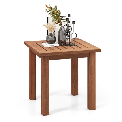 Weatherproof side table made of solid wood with slatted table top garden table 44.5 x 44.5 x 43 cm