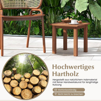 Weatherproof side table made of solid wood with slatted table top garden table 44.5 x 44.5 x 43 cm