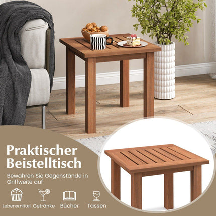 Weatherproof side table made of solid wood with slatted table top garden table 44.5 x 44.5 x 43 cm