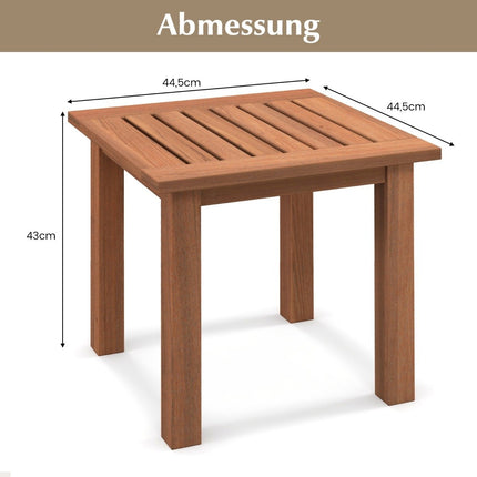 Weatherproof side table made of solid wood with slatted table top garden table 44.5 x 44.5 x 43 cm